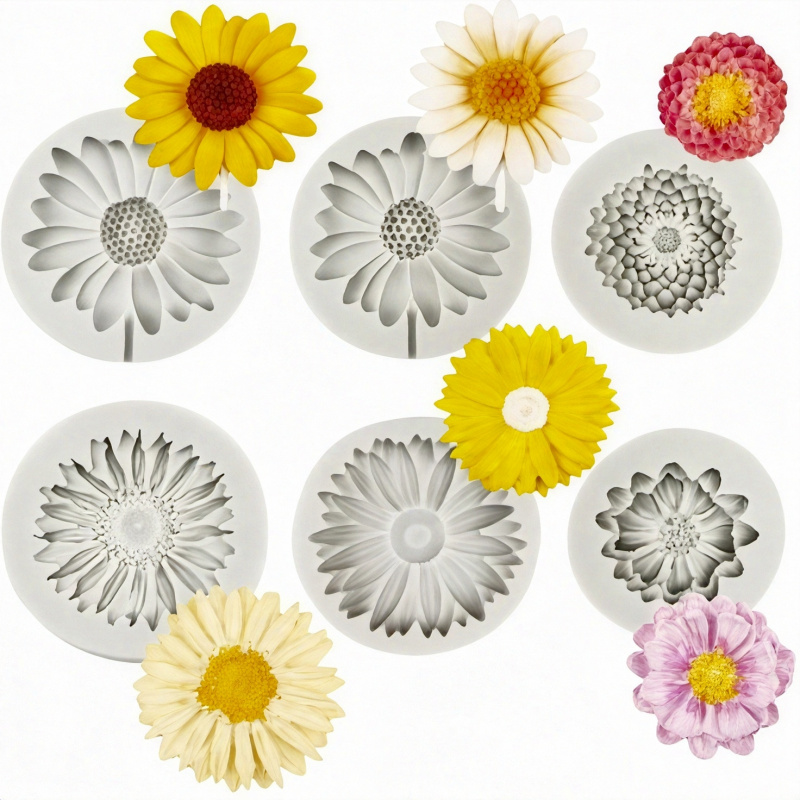 6 Pieces，Sunflower Daisy Silic - Soap Making Silicone Molds 评论和价格