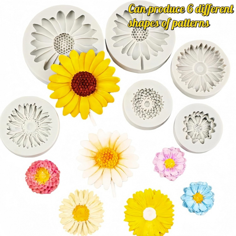 6 Pieces，Sunflower Daisy Silic - Soap Making Silicone Molds 评论和价格